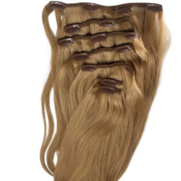 Clip-In Haarverlängerungen 100% Echthaar 120g - 7 Stück, 50 cm - Farbe 16A – Bild 2