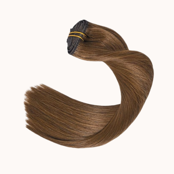 Clip-in 100% Echthaar 120g - 50cm - Farbe 5 (Hellbraun) – Bild 5