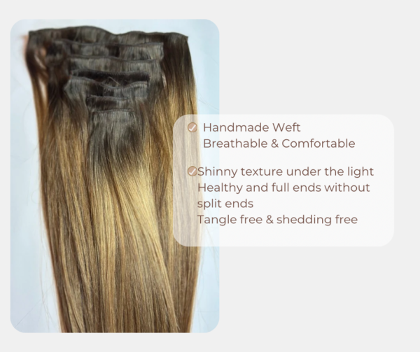 Clip-In Haarverlängerungen aus 100% Echthaar 120g-7 Stück - 50 cm - Farbe 2G-4D-6G – Bild 3